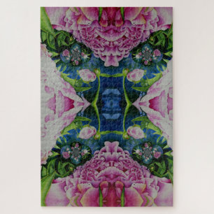 Quebra-cabeça pintura floral a abstrato cor rosa de pedras