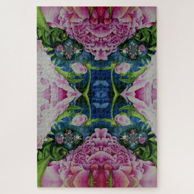 Quebra-cabeça pintura floral a abstrato cor rosa de pedras (Vertical)