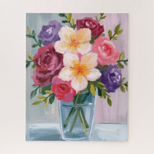 Quebra-cabeça Pintura Floral Aquarela de Buquê de Flores