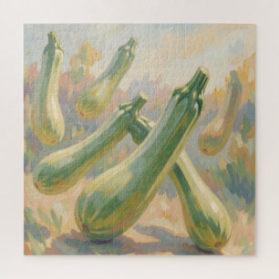 Quebra-cabeça Pintura Impressionista de Abobrinha Verde Fresca