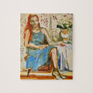 Quebra-cabeça Pintura impressionista, mulher em azul, quebra-cab