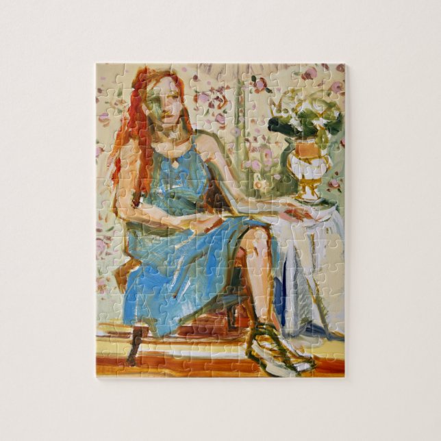 Quebra-cabeça Pintura impressionista, mulher em azul, quebra-cab (Vertical)