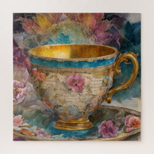 Quebra-cabeça Pintura Mídia Mista do Teacup Bastante