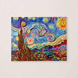 Quebra-cabeça Pintura moderna artística da noite estelar