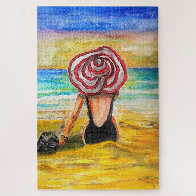 Quebra-cabeça Pintura Mulher e Mar (Vertical)
