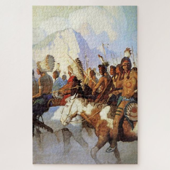 Quebra-cabeça Pintura ocidental de N C Wyeth “A Faction Belicist (Vertical)