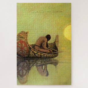 Quebra-cabeça Pintura ocidental de N C Wyeth “O Pescador Silenci