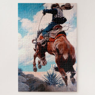 Quebra-cabeça Pintura Ocidental de NC Wyeth “Bucking”