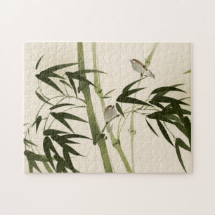 Quebra-cabeça Pintura oriental do estilo, ramos de bambu