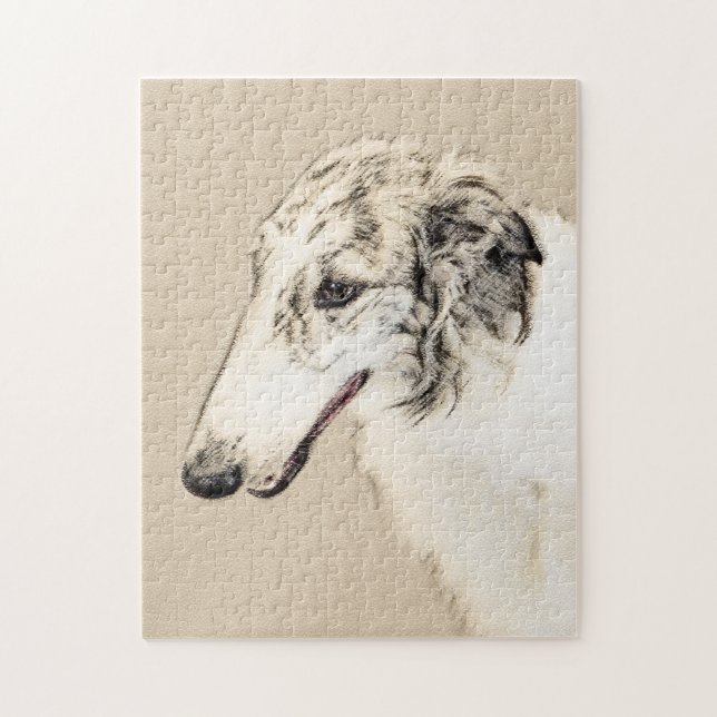 Quebra-cabeça Pintura Original de Cachorro Borzoi (Silver Brindl (Vertical)