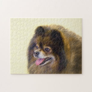 Quebra-cabeça Pintura original de cão a preto e a bronzeado da P
