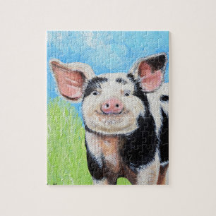 Quebra-cabeça Pintura para porcos feliz