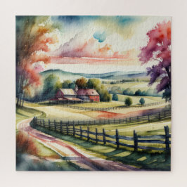 Quebra-cabeça Pintura por Aquarela da Paisagem Rural
