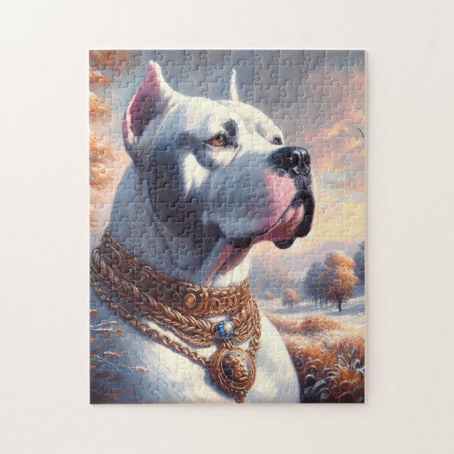 Quebra-cabeça Pintura Retro Dogo Argentino (Vertical)
