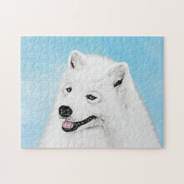 Quebra-cabeça Pintura Samoyed - Arte Cachorosa Original (Horizontal)