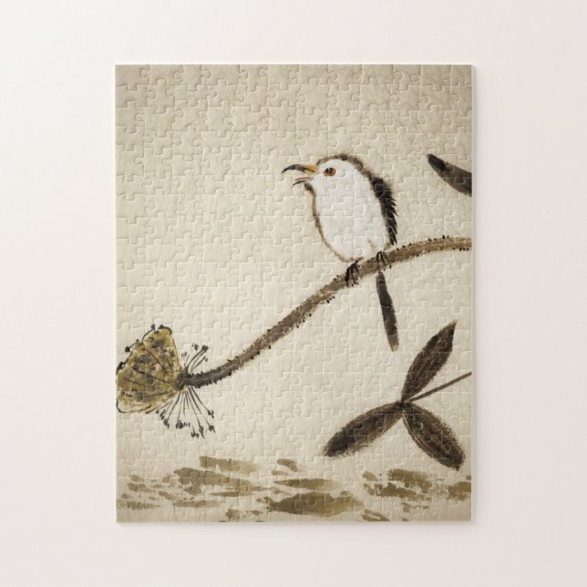 Quebra-cabeça Pintura tradicional chinesa da tinta com pássaros (Vertical)