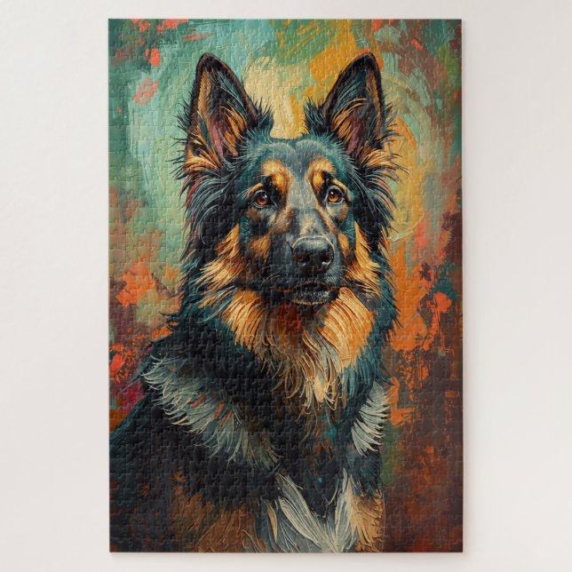 Quebra-cabeça Pintura vibrante com retrato de German shepherd ar (Vertical)