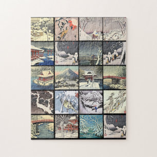 Quebra-cabeça Pinturas de arte da paisagem da neve japonesa