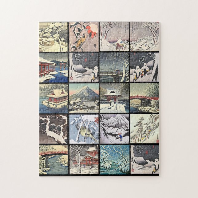 Quebra-cabeça Pinturas de arte da paisagem da neve japonesa (Vertical)