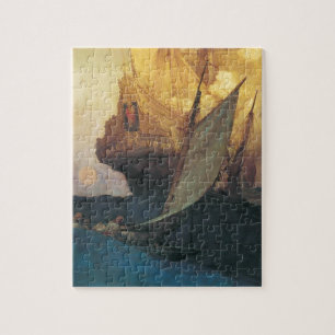 Quebra-cabeça Pirata do vintage, ataque em um Galleon por Howard