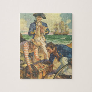 Quebra-cabeça Piratas do conto de fadas do vintage, ilha do