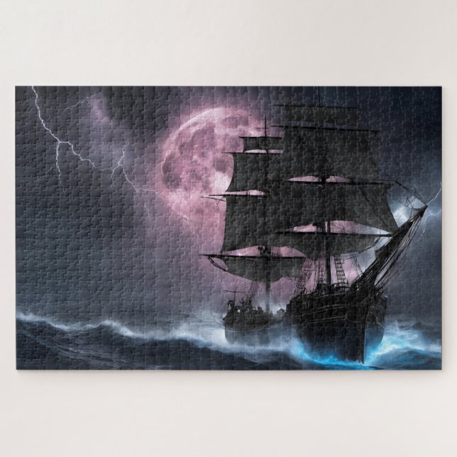 Quebra-cabeça Pirate Navio relâmpago lua de morango (Horizontal)