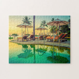 Quebra-cabeça Piscina de natação no Sunset Jigsaw Quebra-cabe