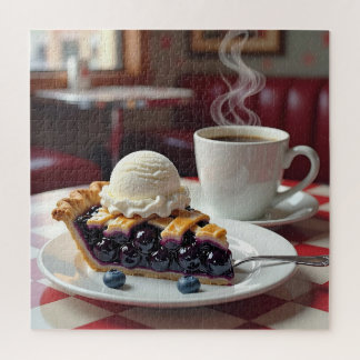 Quebra-cabeça Pizza de Blueberry, Sorvete e café