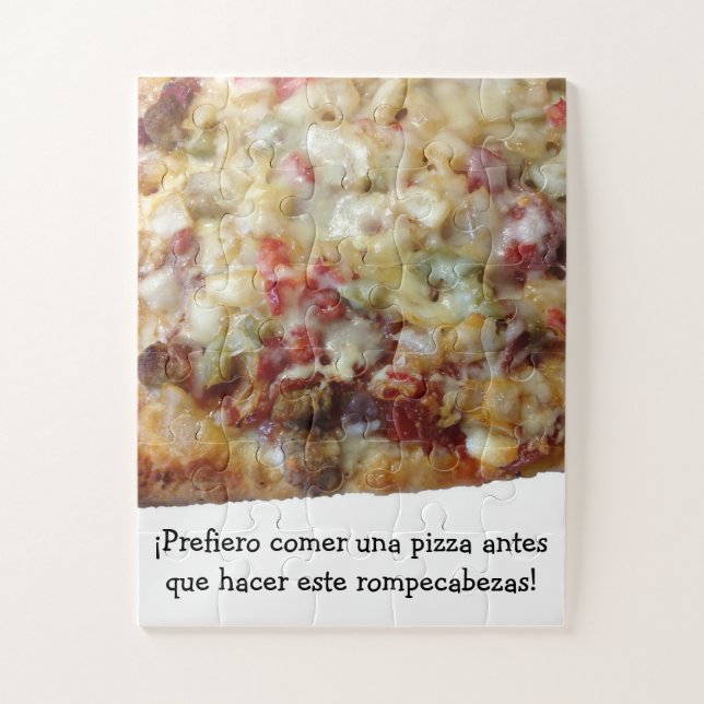 Quebra-cabeça Pizza Puzzle with Spanish (español) Quote.  (Vertical)
