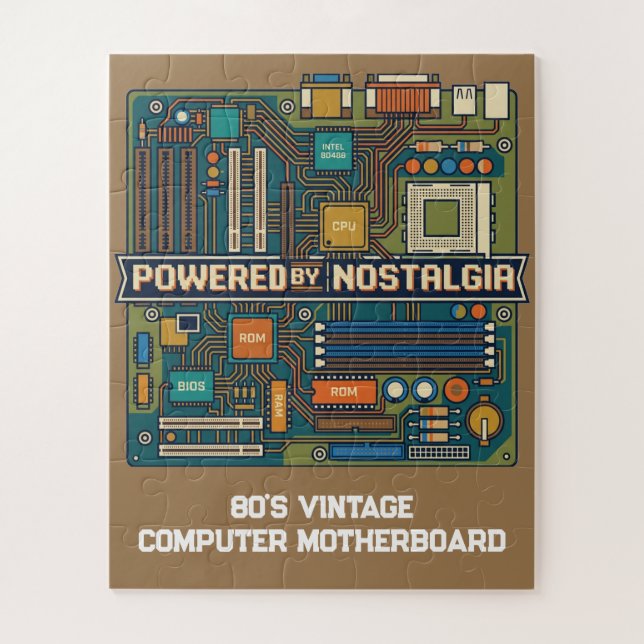 Quebra-cabeça Placa-Mãe de Computador dos Anos 80 "Alimentado pe (Vertical)