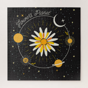 Quebra-cabeça Planetas da Lua Sun: Arte Floral Gráfica