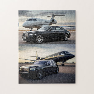 Quebra-cabeça Plano Branco e Preto Luxuoso com Carros Design