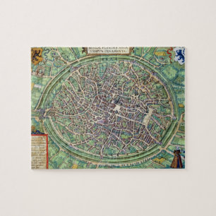 Quebra-cabeça Plano de cidade de Bruges, 'de Civitates Orbis
