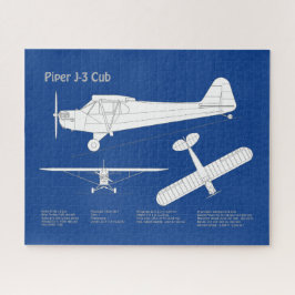 Quebra-cabeça Planos de Avião Cub - Planos de Blueprint de Avião