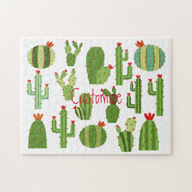 Quebra-cabeça Plantas De Cactus De Flor Vermelho-Cortadas Thunde (Horizontal)