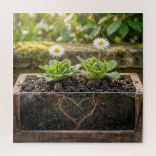 Quebra-cabeça Plantas de Margarida Branca em uma Caixa de Flores
