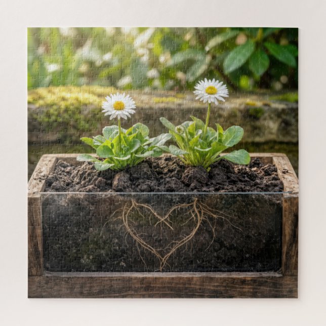 Quebra-cabeça Plantas de Margarida Branca em uma Caixa de Flores (Vertical)