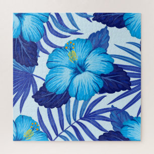 Quebra-cabeça Plantas tropicais havaianas, padrão de hibisco.