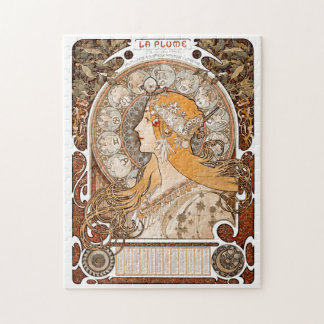 Quebra-cabeça Plume Zodiac Mulher de Alphonse Mucha - Art Nouvea