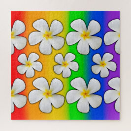 Quebra-cabeça Plumeria com cores arco-íris,