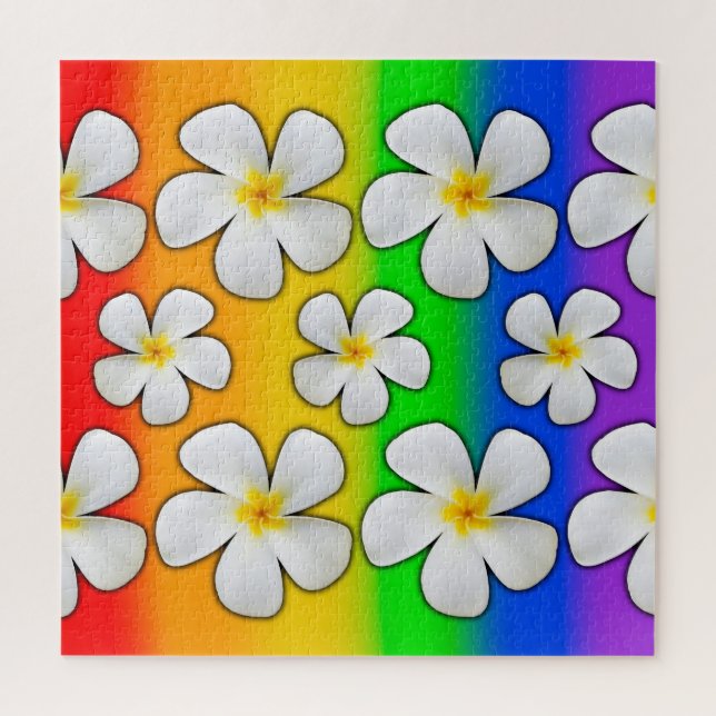 Quebra-cabeça Plumeria com cores arco-íris, (Vertical)