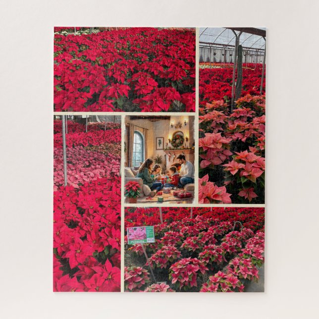 Quebra-cabeça Poinsettia Adicione Sua Foto Presente de Natal (Vertical)