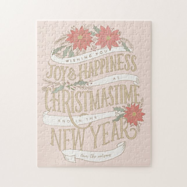 Quebra-cabeça Poinsettia boughes e banners (Vertical)