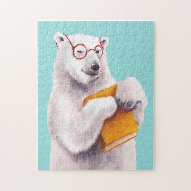 Quebra-cabeça Polar Bear Book Lover Nerdy (Vertical)