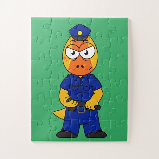 Quebra-cabeça Policial Paquicefalossauro. (Vertical)