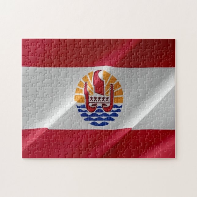 Quebra-cabeça Polinésia Francesa - Bandeira de Ondas - (Horizontal)