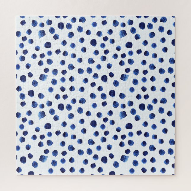 Quebra-cabeça Polka Azul: Ponto de Aquarela Sem Vista. (Vertical)