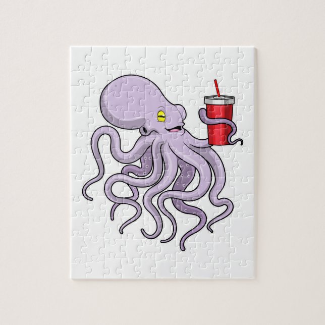 Quebra-cabeça Polvo com caneca de bebida (Vertical)