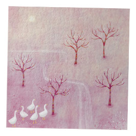 Quebra-cabeça Pomar rosa com pintura paisagística em gansos
