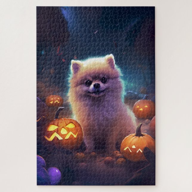 Quebra-cabeça Pomerânia de Halloween com Abóboras Assustadoras  (Vertical)